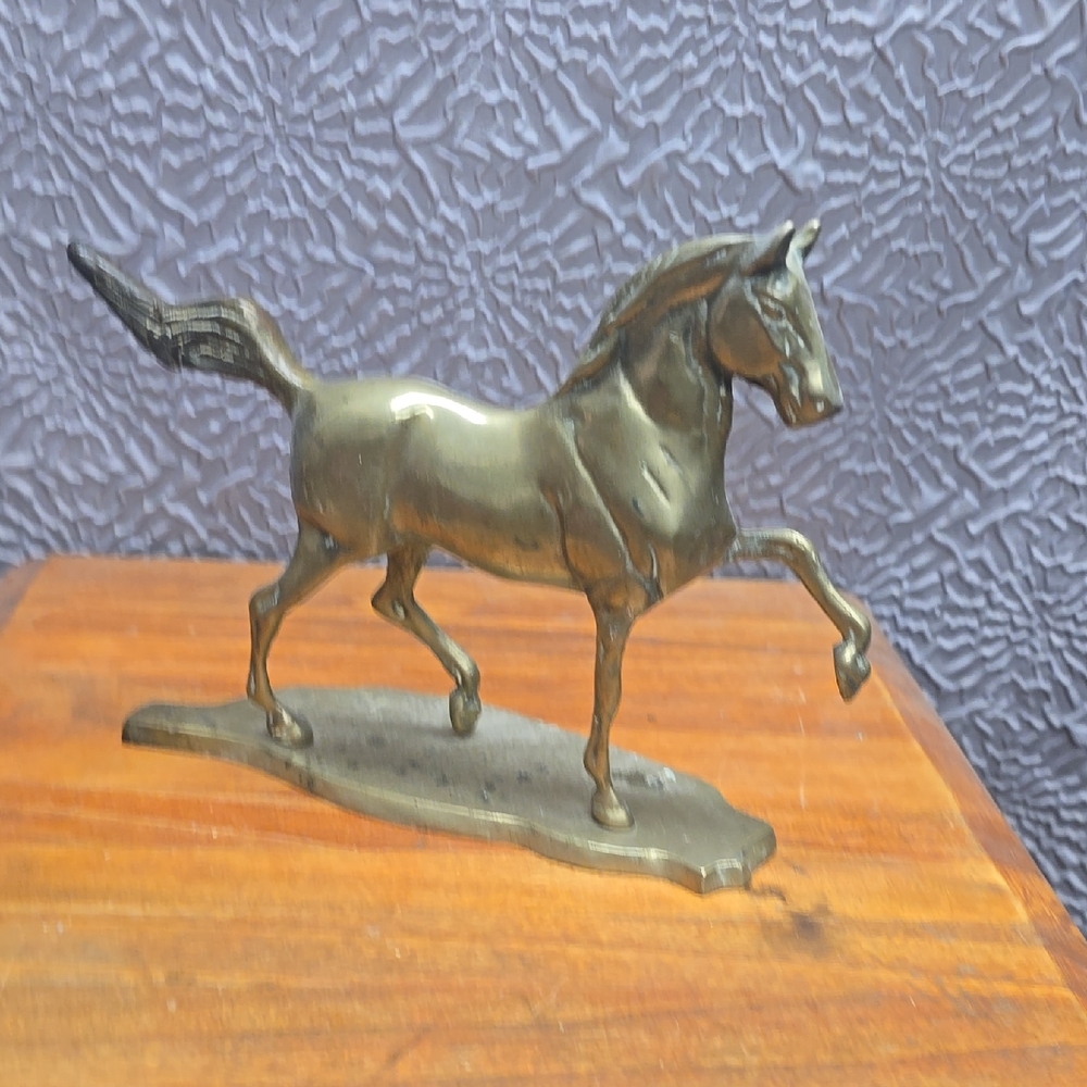 Brass Horse Figurine Decorative Sculpture - Gold Finish